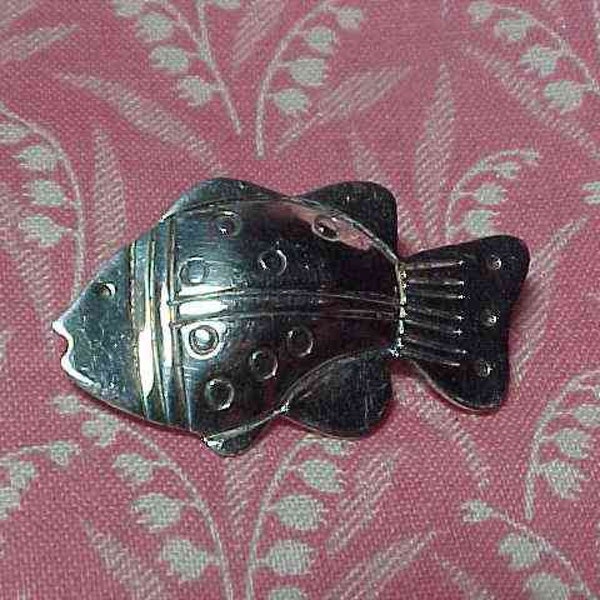 Vintage Sterling Far Fetched Fish Brooch pin