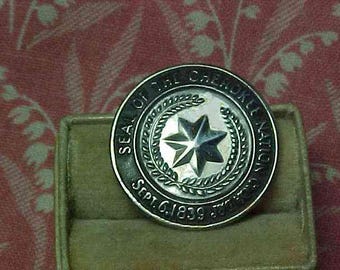 Vintage Sterling Seal of the Cherokee Nation Hat Pin top only