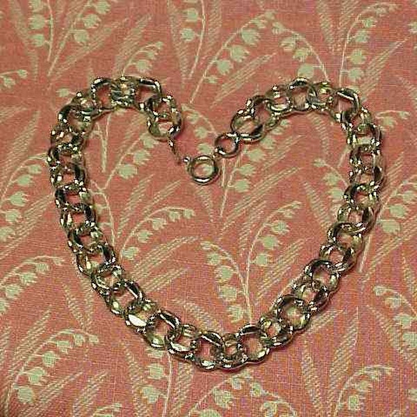 Vintage 925 Sterling double Link Figure 8 Chain Starter charm Bracelet 7 1/2 inch Length