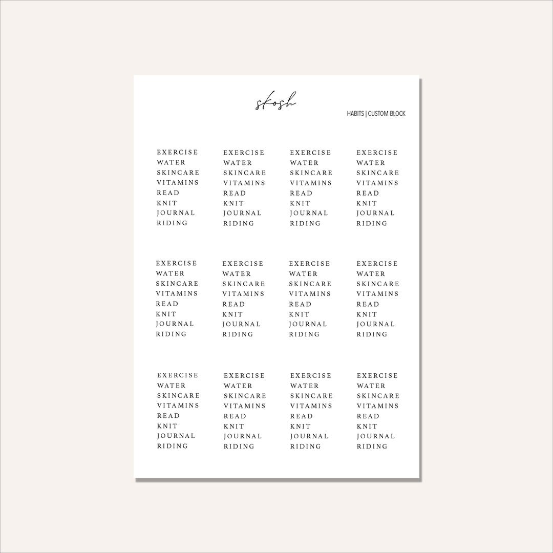 Custom Habits | Washi Sticker | Customized to Your Planner - Etsy