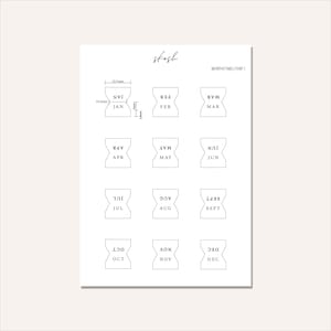 Maandelijkse zelfklevende tabs | Minimalistisch | Laag profiel | Permanent