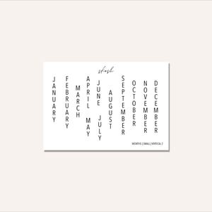 Small Vertical Months | Text Stickers | Washi | Two Fonts
