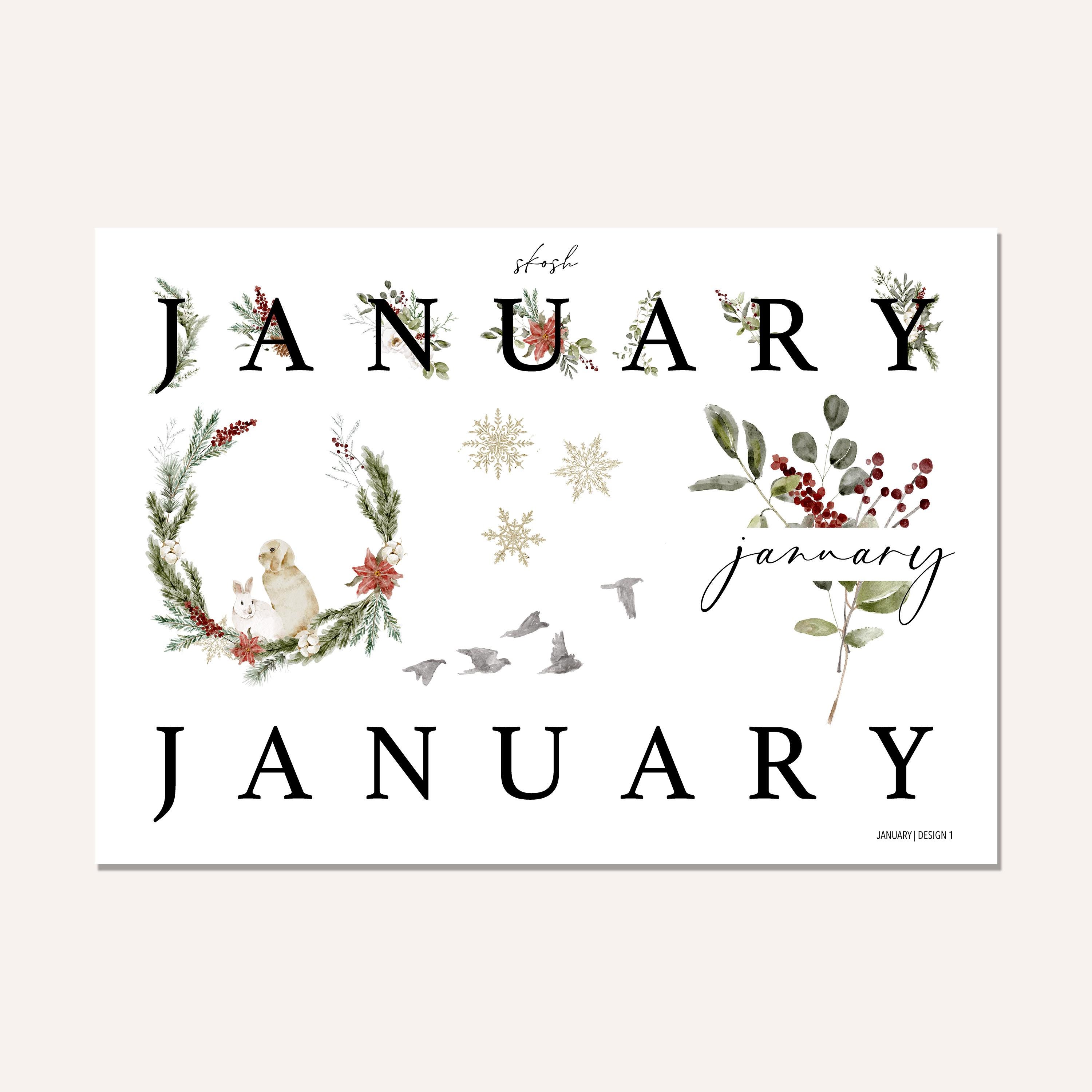 January Deco Lettering Sticker Sheet | Individually Cut Letters - Etsy