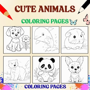 Libro digitale, libro da colorare con 60 animali divertenti e carini da colorare / Pagine da colorare stampabili per tutti i bambini / PDF.PNG.JPG / Download digitale