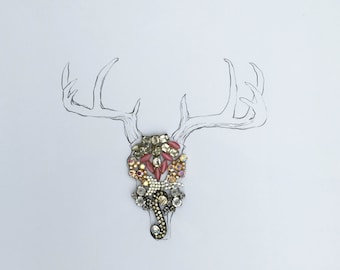 Rhinestone Antlers Mixed Media Photo Print