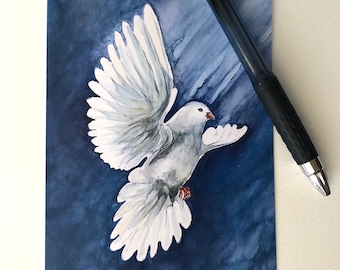Peaceful Dove Single Blank Greeting Card: Holiday, Christmas