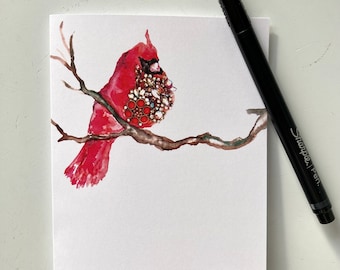 Red Cardinal Single Blank Greeting Card