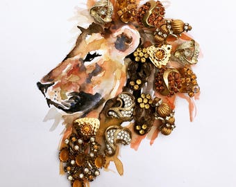 Fierce Lion: Mixed Media Photo Print