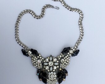 Opulent Rhinestone & Onyx Statement Necklace-Heirloom Collection