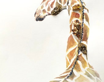 Stand Tall: Sparkled Giraffe Mixed Media Photo Print