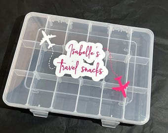 Personalised Travel Snack Box – Kids Compartment Case, Holiday Flight