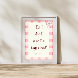 Oliva Dean digital print, olivia dean decor, pop culture prints, Olivia dean prints, Olivia dean lyric prints, Olivia dean music prints
