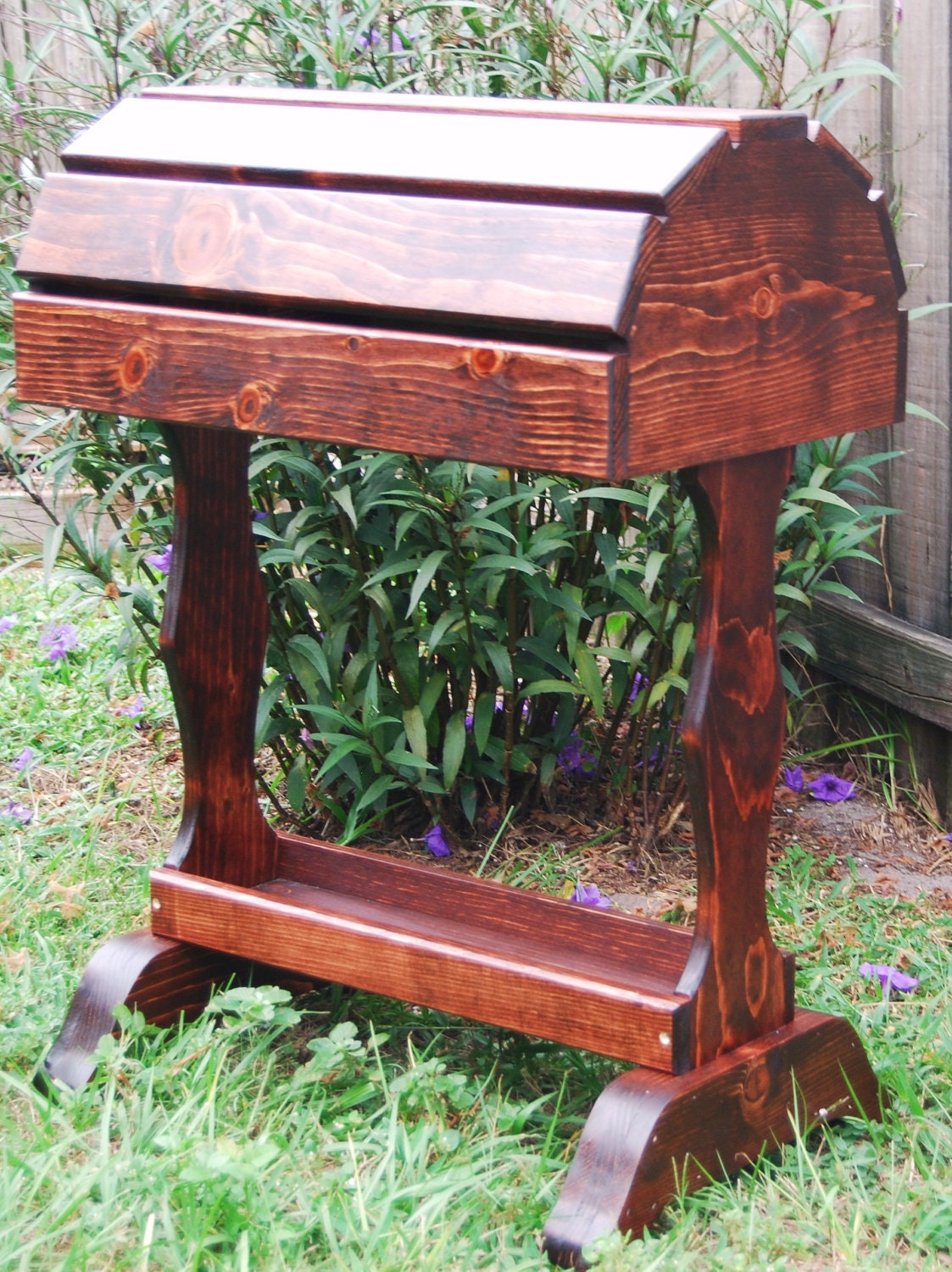 Classic wooden saddle stand with mahogany finish