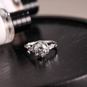 Solid Gold Round Cut Moissanite Engagement Ring, Proposal Ring, Promise Ring, Wedding Ring, Anniversary Gift Birthday Gift for Women Wife