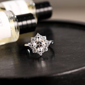 Solid Gold Asscher Cut Moissanite Engagement Ring, Proposal Ring, Promise Ring, Wedding Ring, Anniversary Gift Birthday Gift for Women Wife