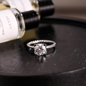 Solid Gold Round Cut Moissanite Engagement Ring, Proposal Ring, Promise Ring, Wedding Ring, Anniversary Gift Birthday Gift for Women Wife