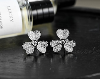 Solid Gold Round Cut Moissanite Earring Studs, Vintage Earrings, Studs for Wedding, Valentine's Day for Women