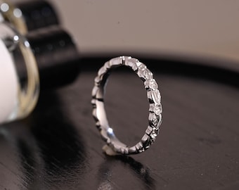 Solid Gold Floral Wedding Band, Nature Inspired Anniversary Ring