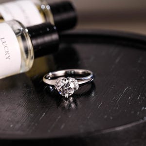 Solid Gold Round Cut Moissanite Engagement Ring, Proposal Ring, Promise Ring, Wedding Ring, Anniversary Gift Birthday Gift for Women Wife