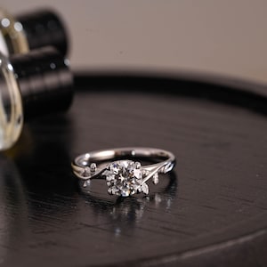 Solid Gold Round Cut Moissanite Engagement Ring, Proposal Ring, Promise Ring, Wedding Ring, Anniversary Gift Birthday Gift for Women Wife