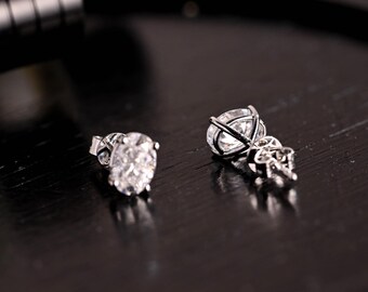 Cocktail Oval Cut Moissanite Earring Studs, Solitaire Moissanite Earrings, Wedding Engagement Accessories, Anniversary Gifts for Women Wife