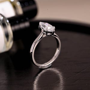 Solitaire Marquise Cut Moissanite Engagement Ring, Cathedral Setting Wedding Ring, Marquise Engagement Ring, Anniversary Ring Gift for Women