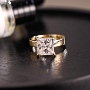 Princess Cut Moissanite Ring, Solitaire Princess verlovingsring, Moissanite trouwring, vierkante Moissanite verlovingsring voor vrouwen vrouw