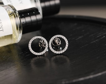 Solid Gold Round Cut Moissanite Earring Studs, Vintage Earrings, Studs for Wedding