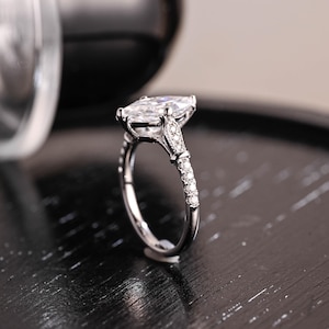 Filigree Marquise Cut Moissanite Engagement Ring, Milgrain Moissanite Wedding Ring, Marquise Engagement Ring, Anniversary Ring Gift for Her