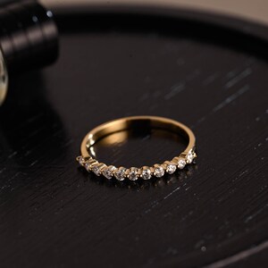 Solid Gold Round Cut Moissanite Wedding Band, Half Eternity Matching Band, Stackable Wedding Ring, Wedding Accessories, Anniversary Gifts