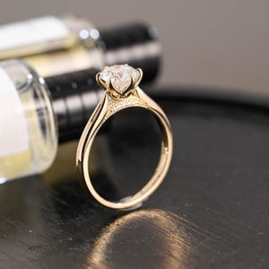 Solid Gold Round Cut Moissanite Engagement Ring, Proposal Ring, Promise Ring, Wedding Ring, Anniversary Gift Birthday Gift for Women Wife