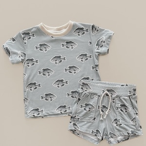 Bass Tee Set | Handmade Baby Outfit with Fish Print