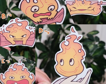 Calcifer inspirierte Aufkleber | Matt | Ghibli | 5 Optionen |