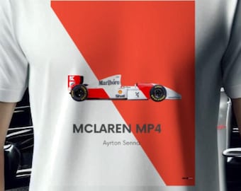 Realizzato per le corse - Maglietta tributo ad Ayrton Senna, regalo per i fan della F1, abbigliamento da corsa, maglietta leggendaria McLaren MP4, maglietta unisex,