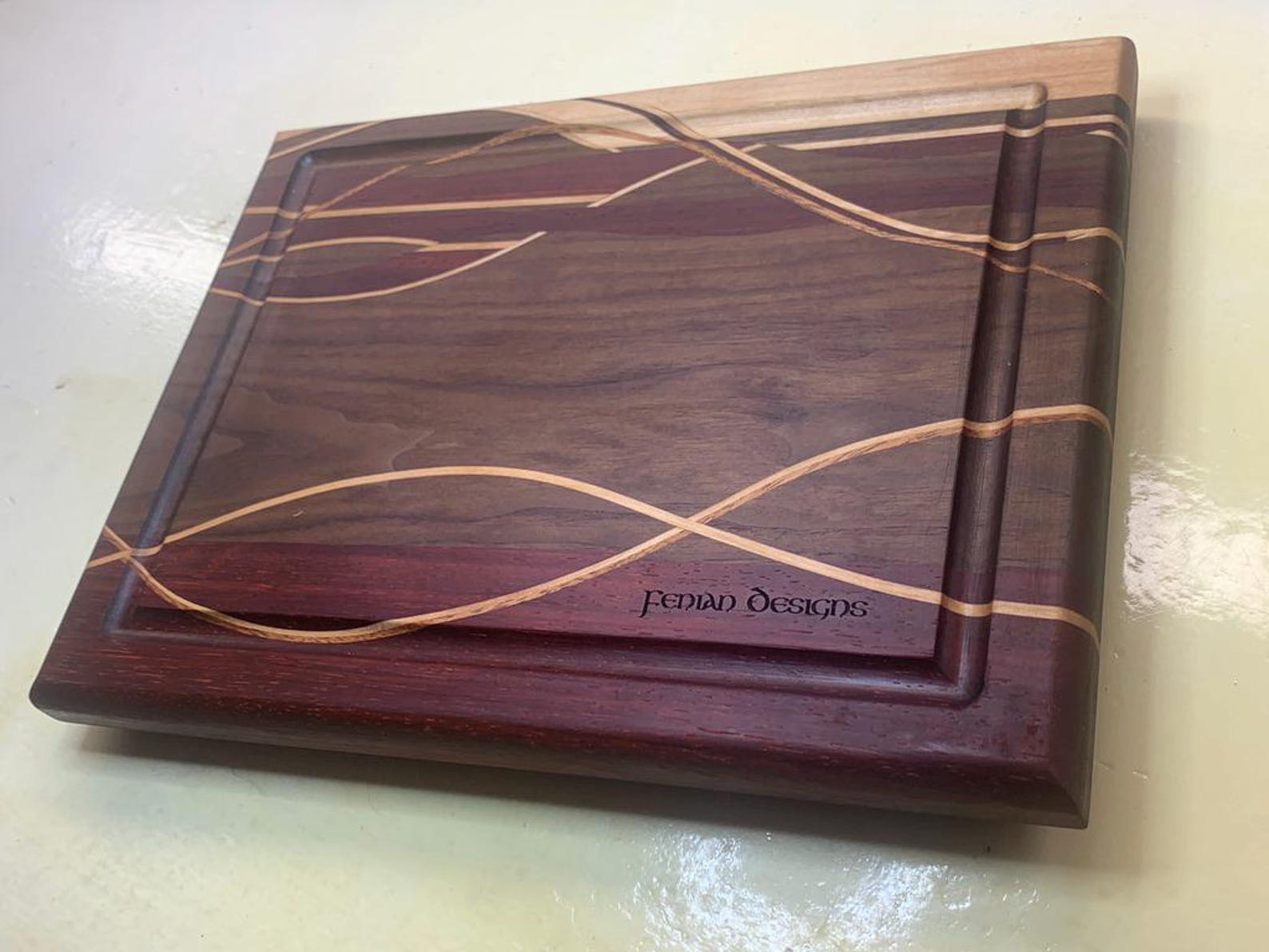 Handmade Charcuterie Board - Woven Pattern With Walnut, Purple Heart ...