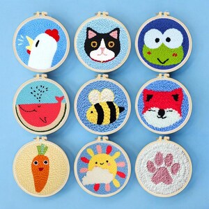 Niedliches Cartoon Tier Stanznadel Stickpaket | DIY Anfänger Handarbeiten Set, Wohnkultur, Geschenkpaket, Soft Yarn Craft Kit