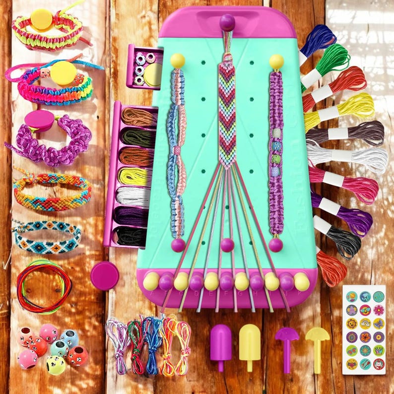 Friendship Bracelet Jewelry Making Kit – Arts & Crafts String Maker Kit ...