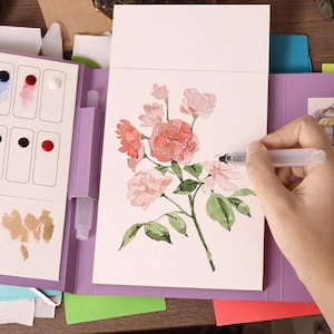 Doe-het-zelf aquarelwerkboek | Set met reisschilderijen voor beginners | Eenvoudig rustiek kunstpakket voor kinderen en volwassenen | Cadeau voor stressverlichting