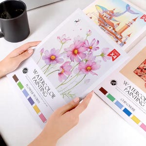 Quaderno di lavoro fai da te per acquerelli / Set di pittura da viaggio per principianti / Kit di arte rustica facile per bambini e adulti / Regalo antistress