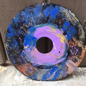 Hand-Painted Blue and Purple 7&quot; 45 Record