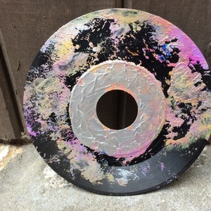 Hand-Painted Silver and Purple 7&quot; 45 Record