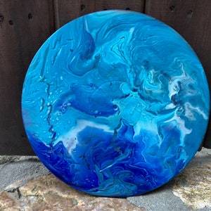 Turquoise and Blue 10&quot; Paint Pour Vinyl 10&quot; Record