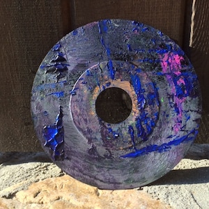 Hand-Painted Silver and Pink 7&quot; 45 Record