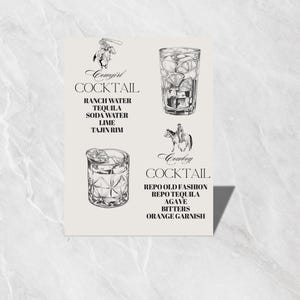 Exhibición de menú de bar, menú de bebidas moderno, menú de bar imprimible, letrero de bebidas de bar, menú de bar minimalista, letrero de bar moderno, descarga digital, letrero retro