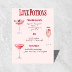 Día de San Valentín, menú de bebidas moderno, menú de bar imprimible, letrero de bebidas de bar, menú de bar minimalista, letrero de bar moderno, descarga digital, letrero retro