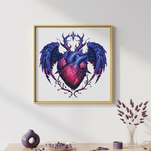 Dragon Heart Cross Stitch Pattern | Fantasy Love Needlepoint (Digital Download)