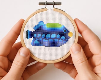 クロスステッチパターン、魚、海、オーシャン、かわいい魚、クロス