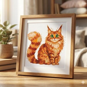Orange Maine Coon korsstygnsmönster PDF