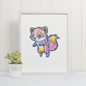 Pastel Raccoon Cross Stitch Pattern | Cute Animal Digital Download | Unique Stitching Project