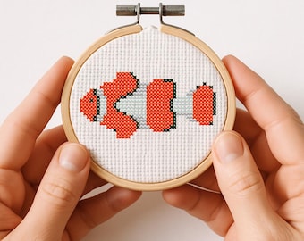 Clownfish Cross Stitch Pattern: Modern Kids Room Decor (PDF Digital Download)